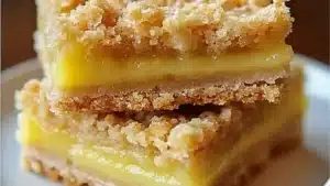 lemon crumb bars on a white plate with the words lemon crumb bars above it