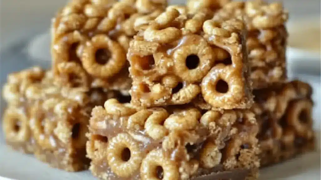 no - bake cheerio bars made with homemade snack for toddlers and kids