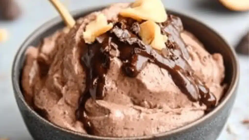 the best protein fluff recipe is in two bowls with spoons and chocolate chips