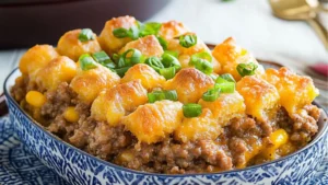 this cowboy casserole recipe is loaded with cheesy tater tots