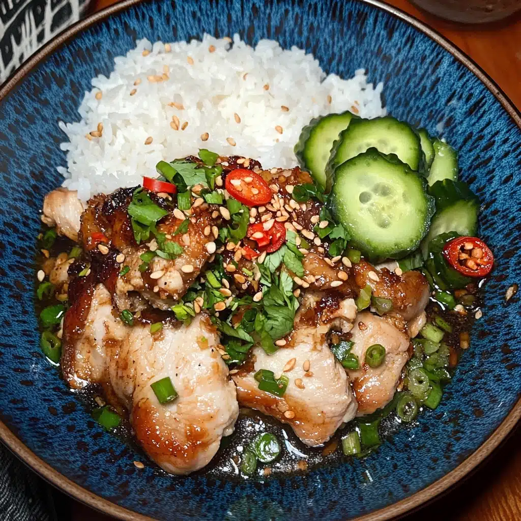 Caramelised Soy Chicken in Garlic Ginger Broth with Rice