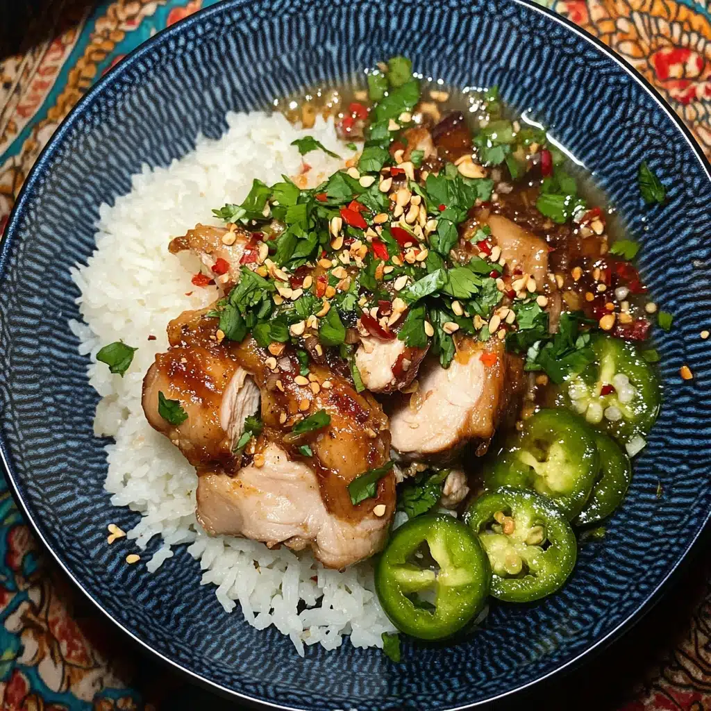 Caramelised Soy Chicken in Garlic Ginger Broth with Rice