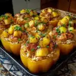 Teriyaki Pineapple Chicken and Rice Stuffed Peppers