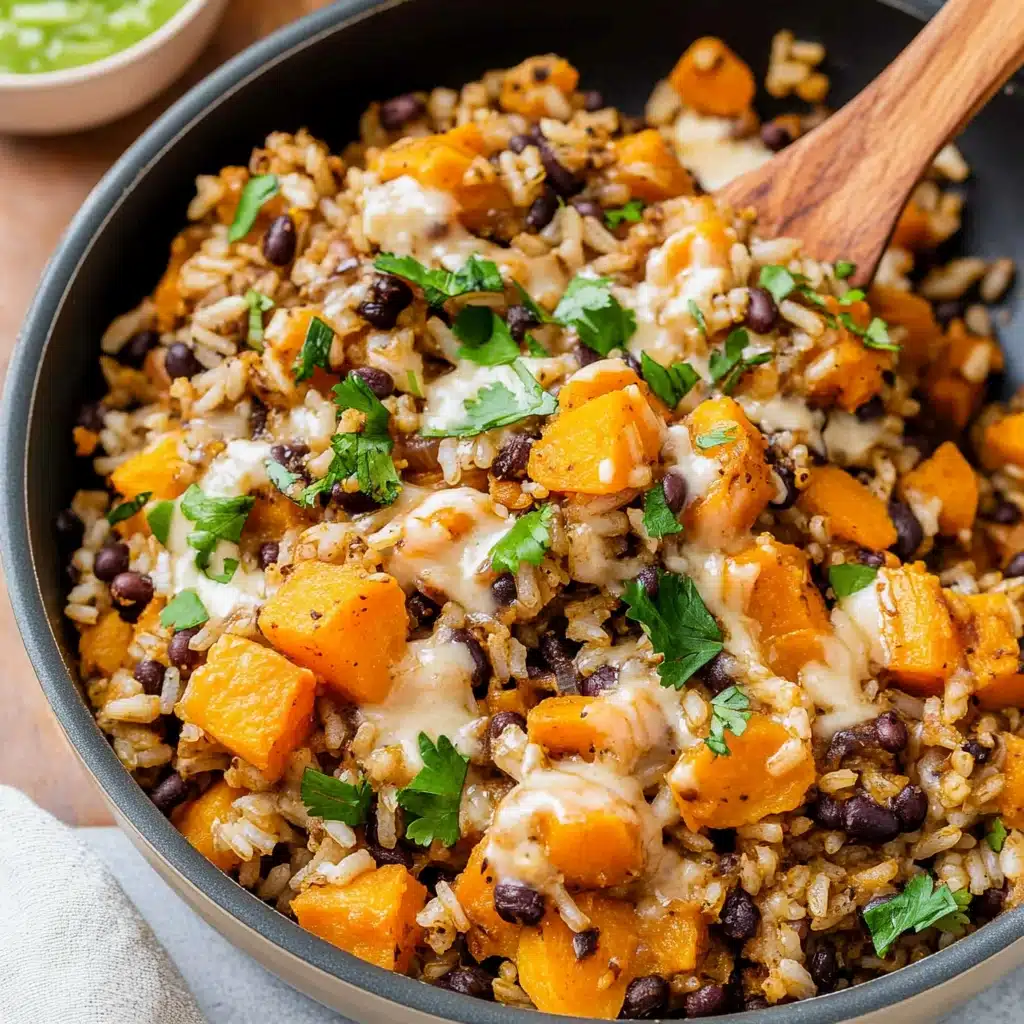 Southwest Sweet Potato Black Bean and Rice Skillet