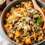 Southwest Sweet Potato Black Bean and Rice Skillet