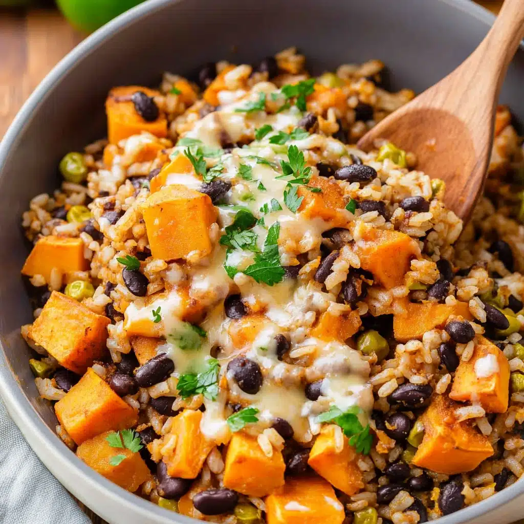 Southwest Sweet Potato Black Bean and Rice Skillet