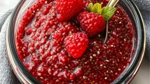 how to make chia seed jam with blueberries and strawberries on the side