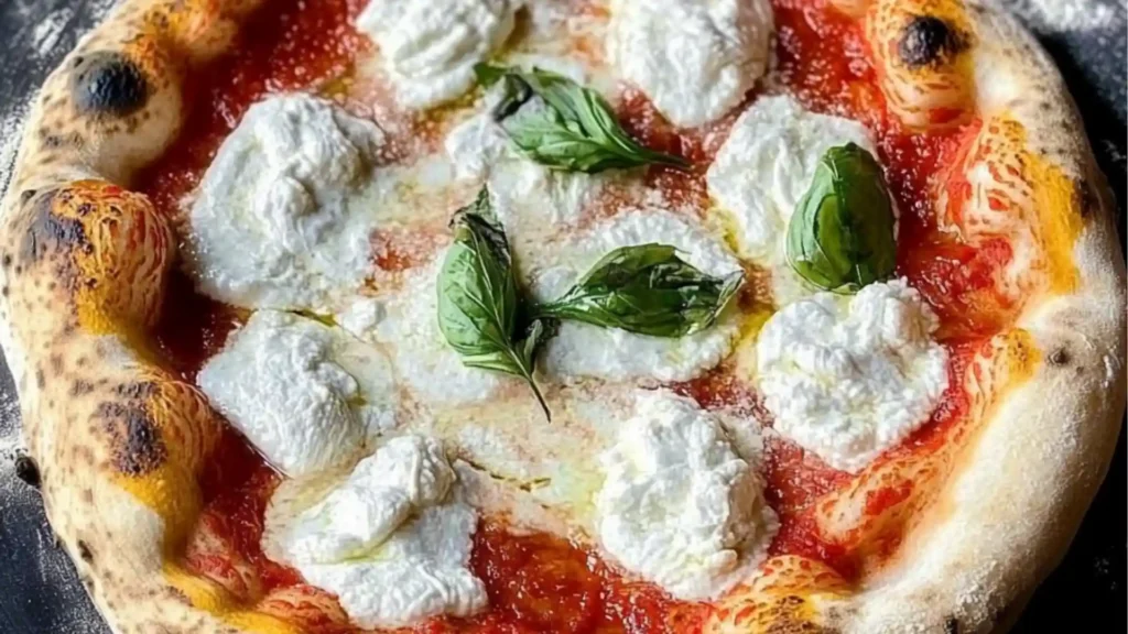 two different slices of pizza on plates with the title overlay that reads, crispy cheesy pizza dough