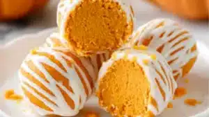 no bake pumpkin pie balls recipe with text overlay