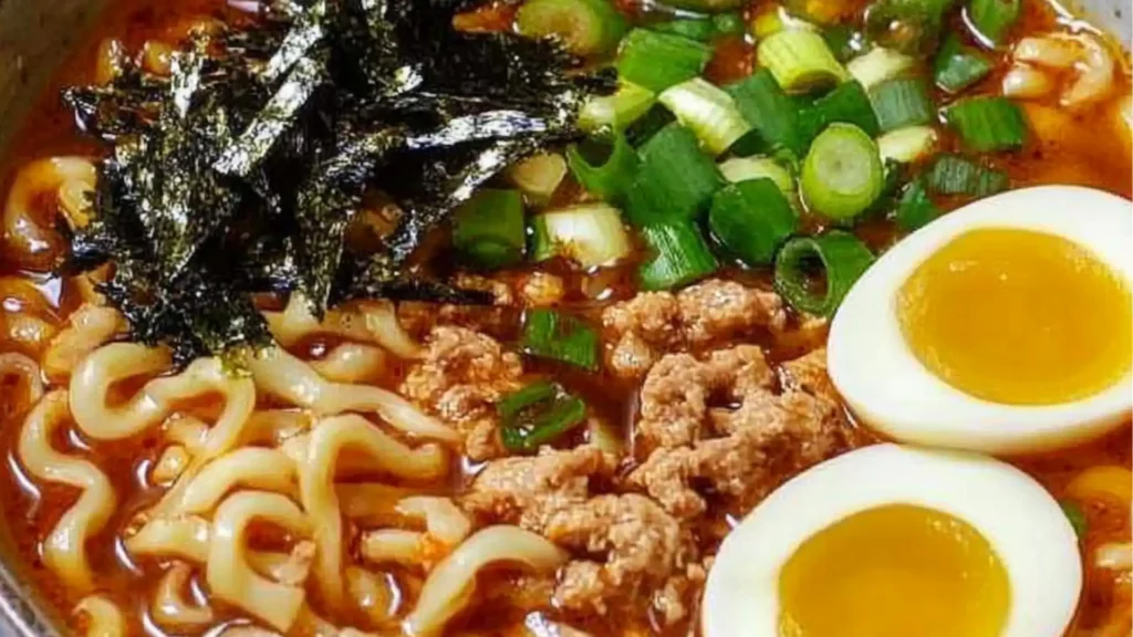 two bowls filled with noodles and vegetables next to chopsticks on top of the bowl