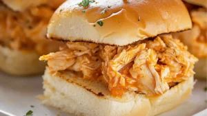 chicken sliders with cheese and parmesan on the side are shown in this collage