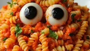 spooky eyeball pasta is the perfect halloween appetizer to serve at any party