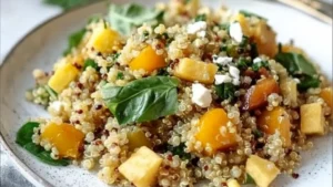 two pictures showing different types of salads with the words harvest quinoa salad