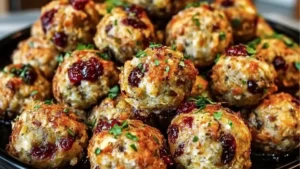 small appetizers with cranberries and herbs on a white plate