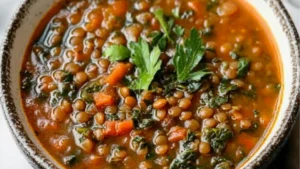 two bowls filled with different types of soup and the words easy italian lentil soup