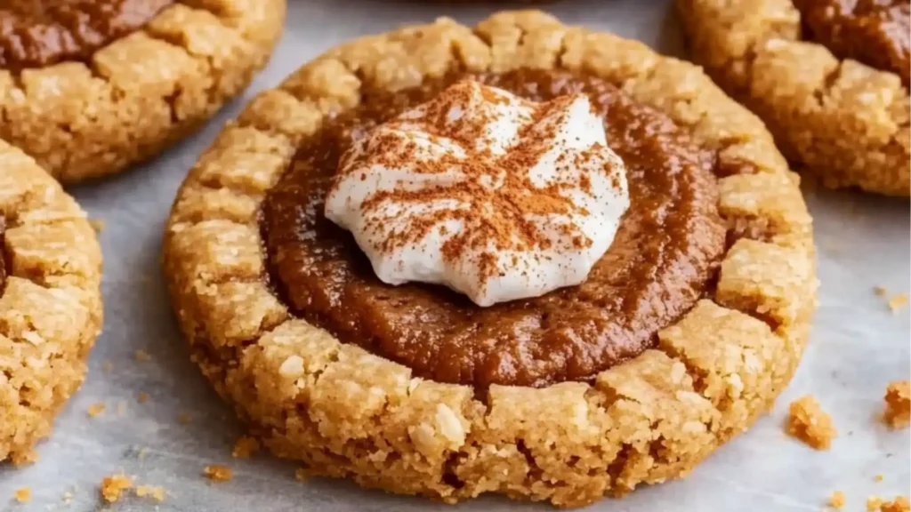 vegan pumpkin pie cookies with gooey pumpkin filling are the perfect treat for fall