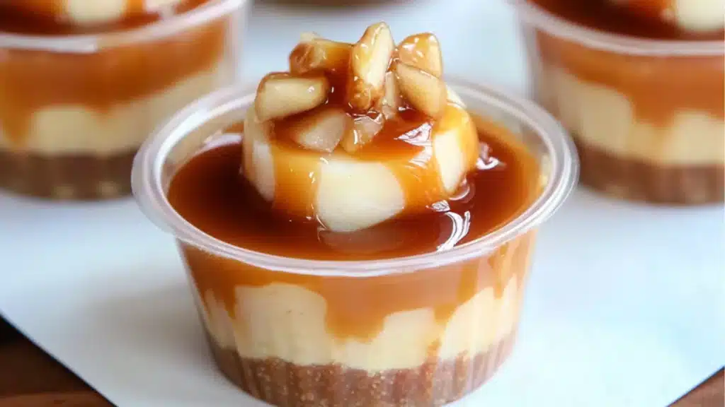 small desserts in plastic cups on a tray