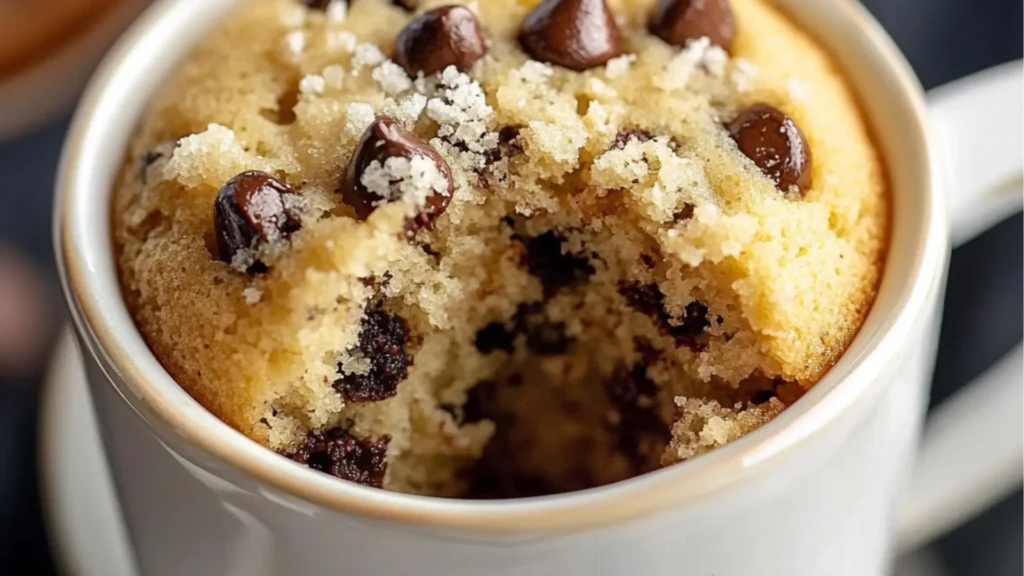 a hand holding a white bowl filled with chocolate chip cookie