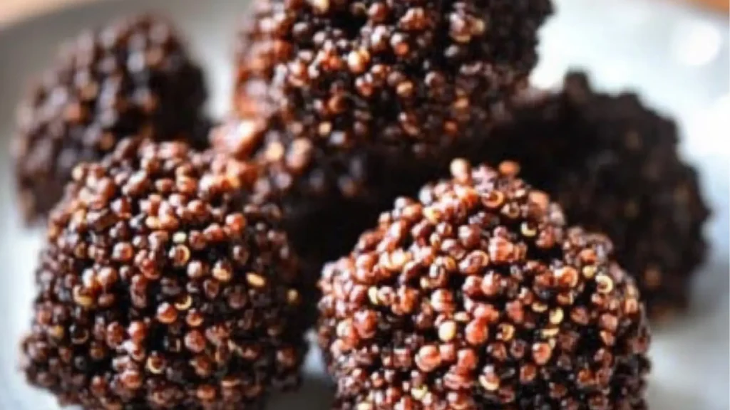 chocolate covered cupcakes with the words only need 4 ingredients dark chocolate quinoa crispes