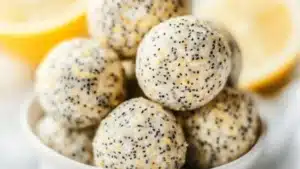 Put these Lemon Poppy Seed Energy Bites on your list of healthy snacks to make! These no bake energy balls taste like muffins. Plus, this healthy recipe is vegan, dairy free, egg free, clean eating, low fat, low calorie, low carb, and high protein wi...