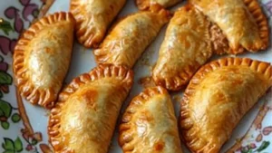 mexican chorizo empanadas on a wire rack with text overlay