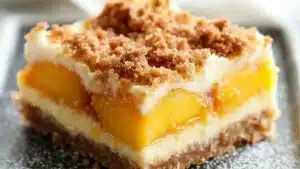 three pieces of dessert are stacked on top of each other