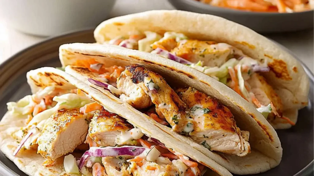 sheet pan chicken pitas with herb ranch slaw