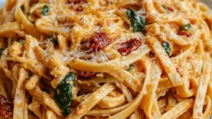 two images showing the same pasta in different pans