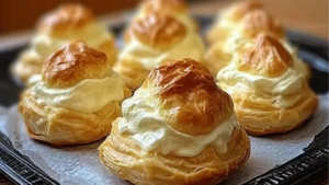 the best pumpkin cream puffs recipe is shown on a cutting board
