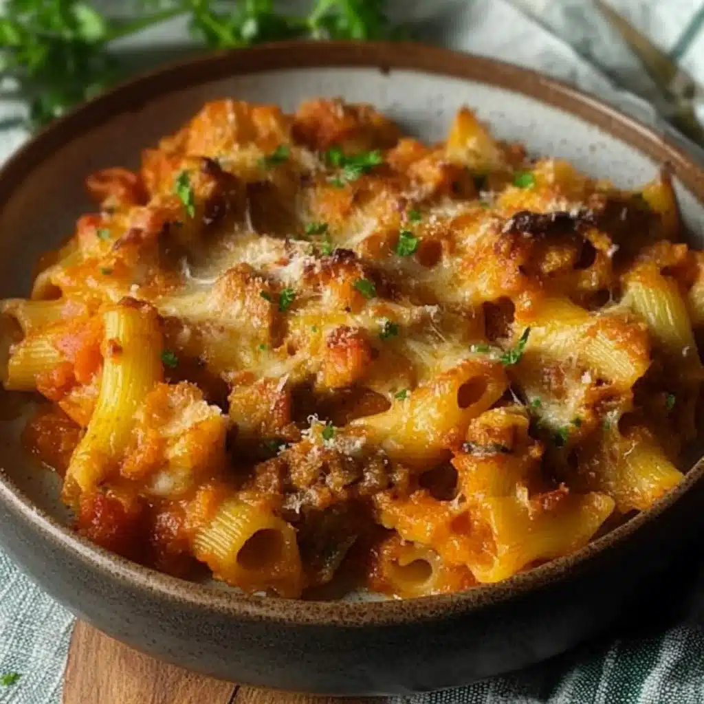 Cheesy Pasta Bake with Pumpkin-Tomato Sauce