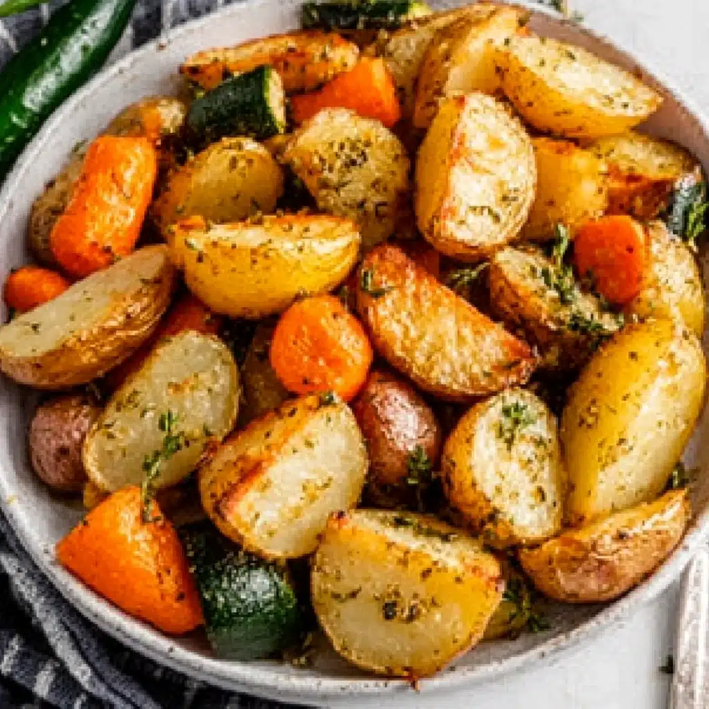 Garlic Herb Roasted Potatoes, Carrots, and Zucchini