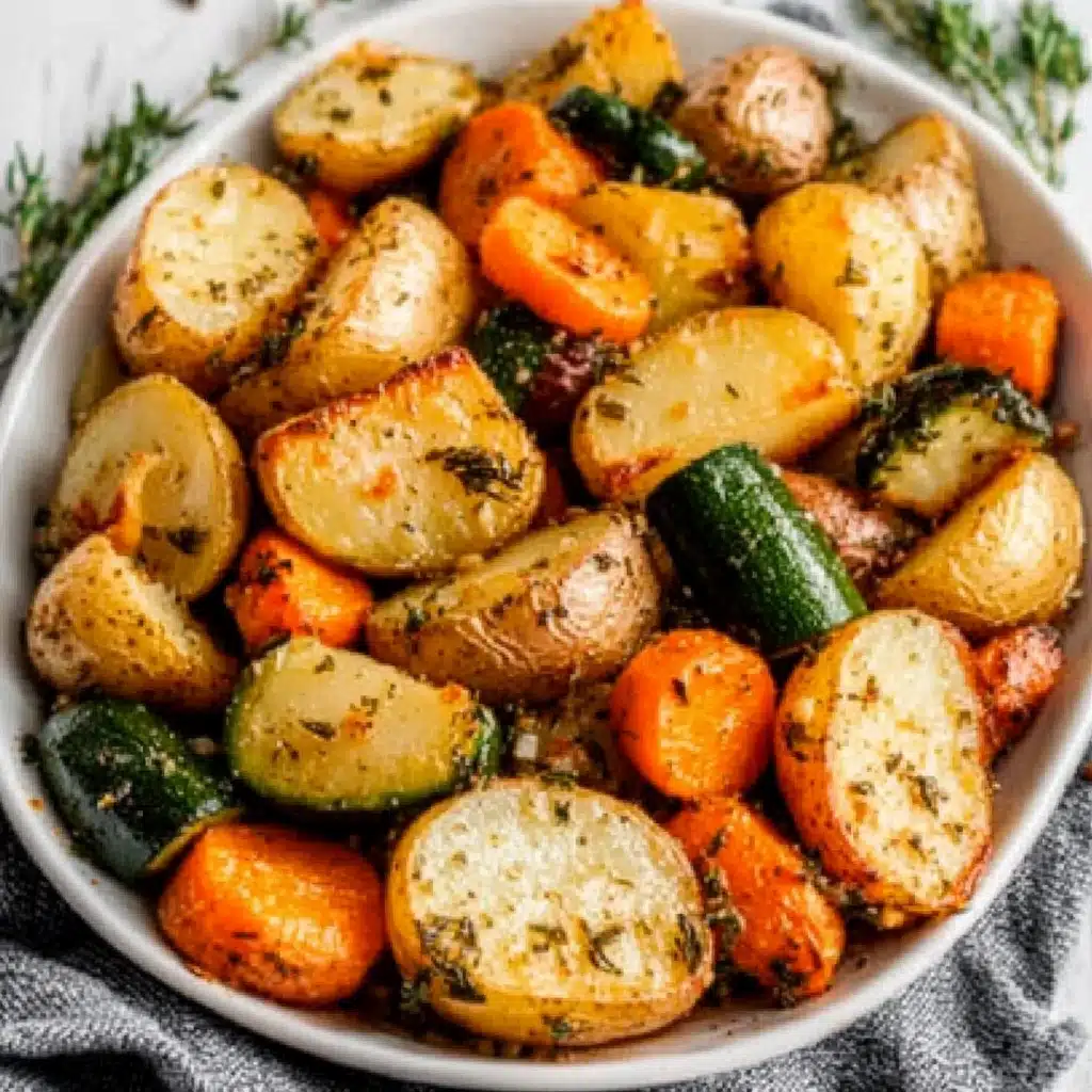 Garlic Herb Roasted Potatoes, Carrots, and Zucchini