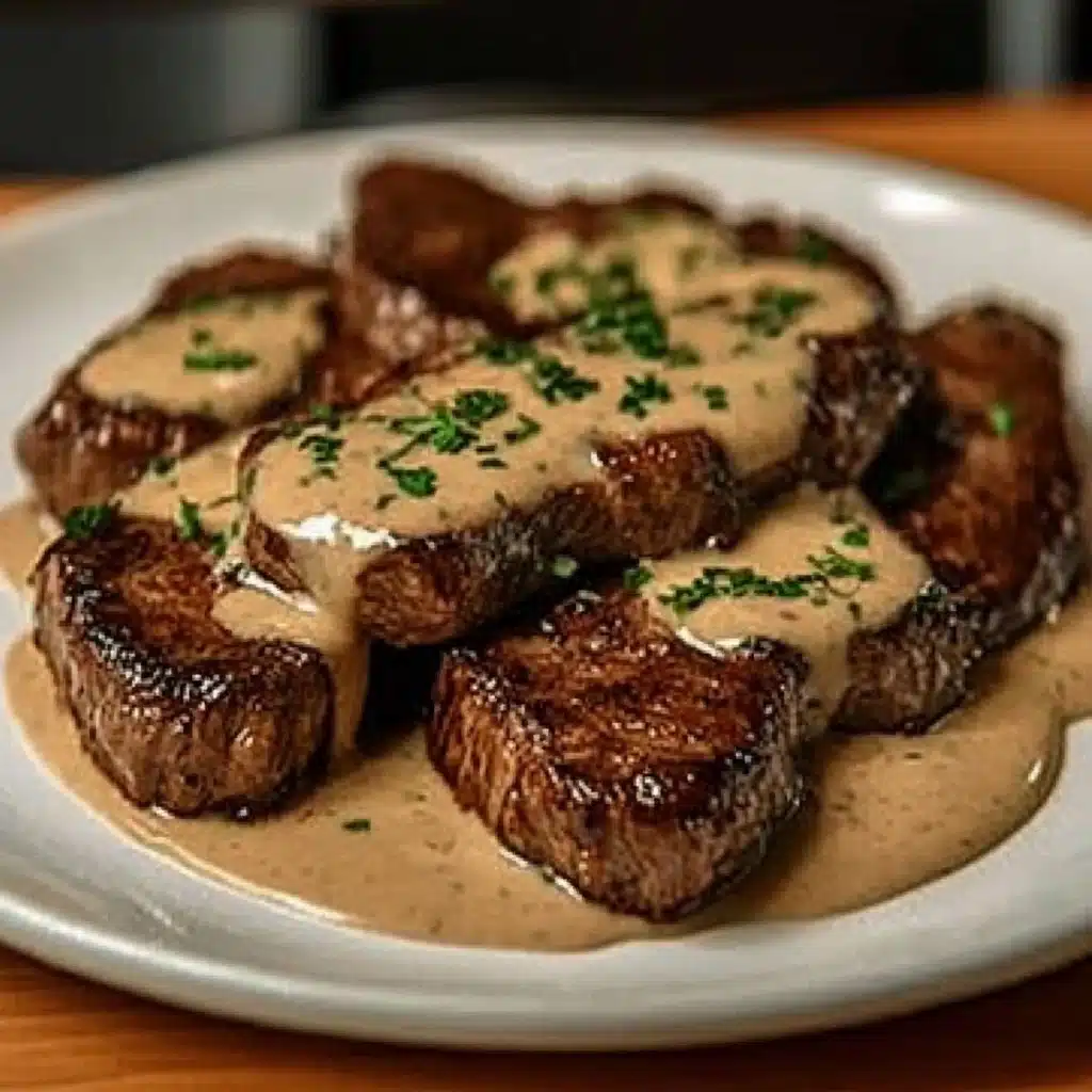 Juicy Steak with Creamy Garlic Sauce
