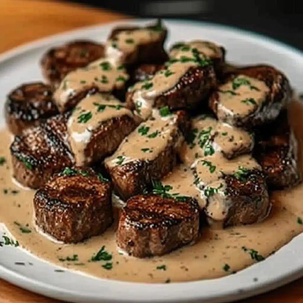 Juicy Steak with Creamy Garlic Sauce