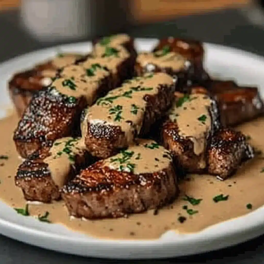 Juicy Steak with Creamy Garlic Sauce