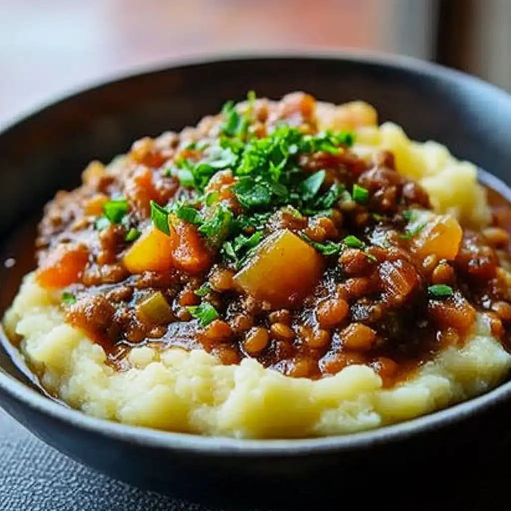 Lentil Stew Over Mashed Potatoes