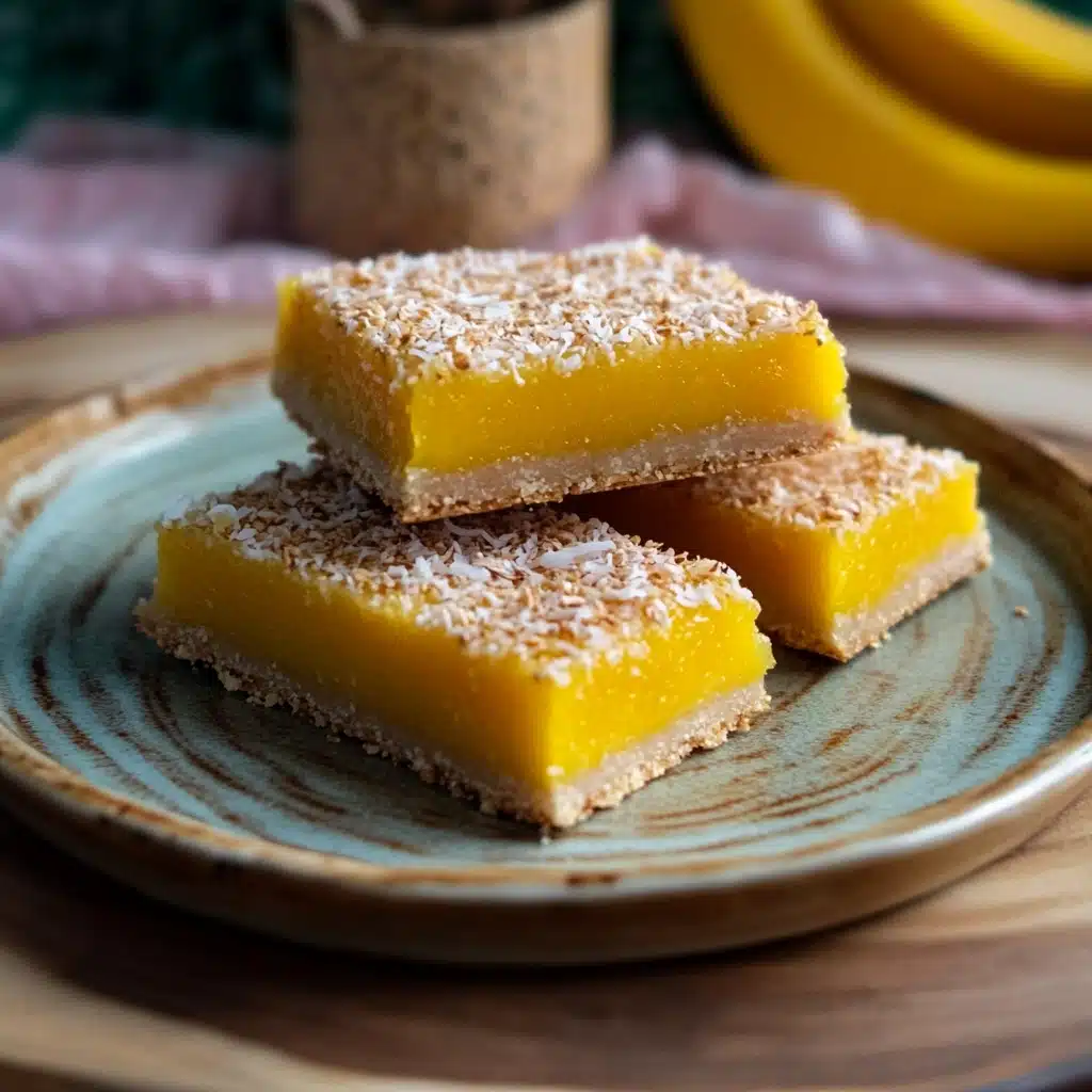 Mango Bars with Coconut Oatmeal Shortbread Crust