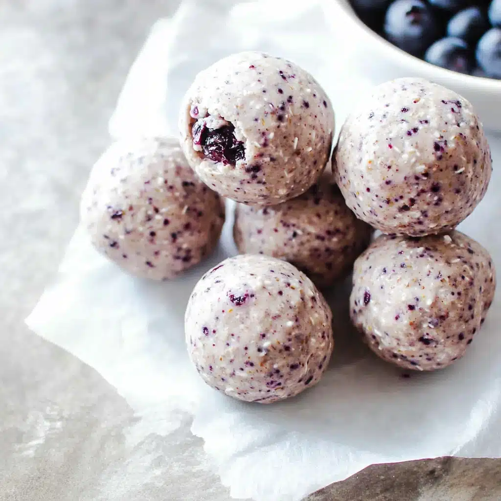 No-Bake Blueberry Cheesecake Protein Bites
