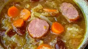 the soup is prepared and ready to be eaten