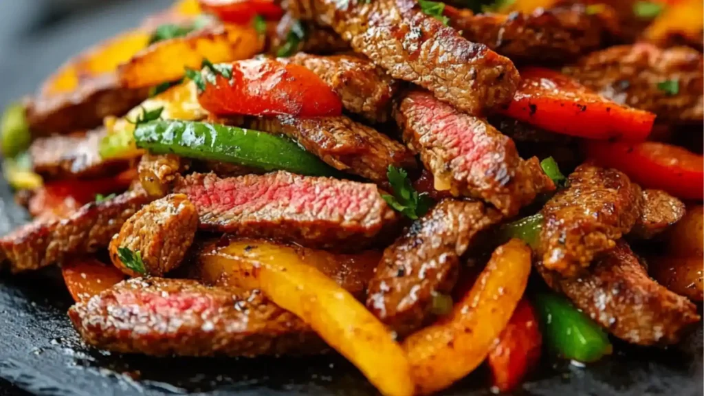 Enjoy summer dinners with this Blackstone Steak Fajita recipe! This is the best way to cook fajitas at home! It is bursting with flavor and will surely become a new favorite weeknight dinner. Save this Blackstone recipe for later!