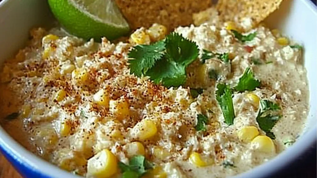 a tortilla chip and scooping it into a skillet