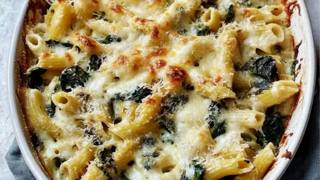picture of different types of pasta with the words how to make irresistiblely spinach artichoke pasta bake