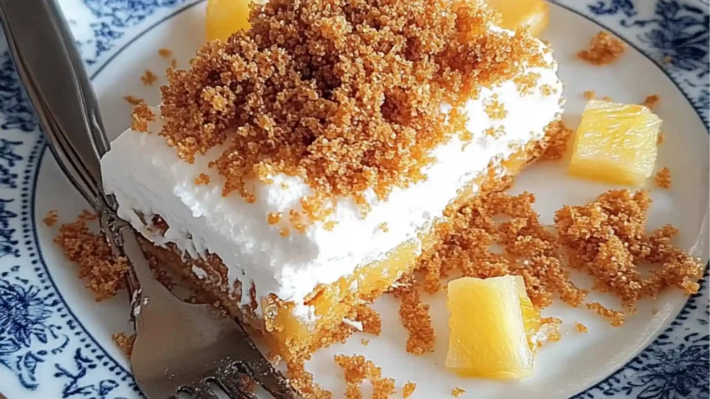 a piece of cake on a plate with the words pineapple dream written below it
