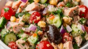 quick and easy healthy mediterranean tuna salad recipe that's ready in under 30 minutes