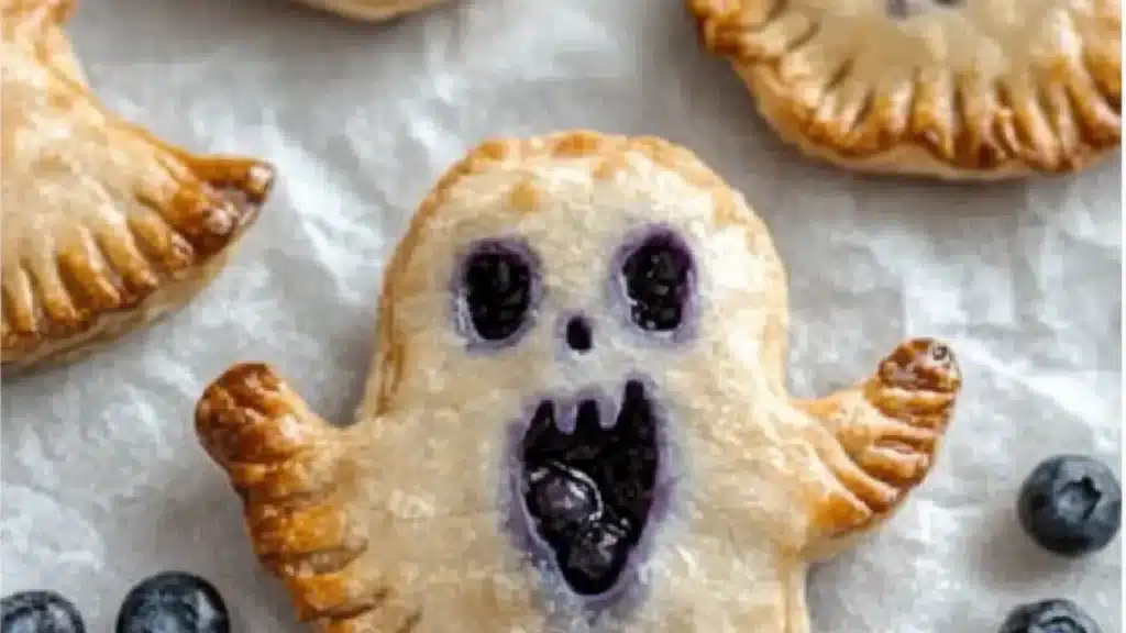 vegan gluten - free easy booberry pies with blueberry filling and lemon icing