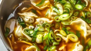 japanese dumpling soup in a bowl with chopsticks