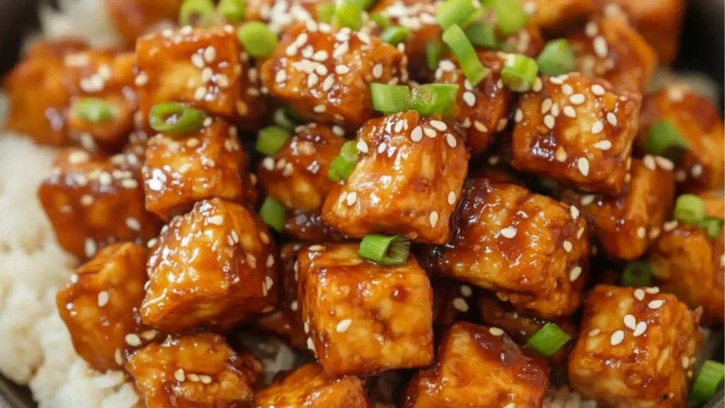 picture showing how to make crispy honey garlic tofu