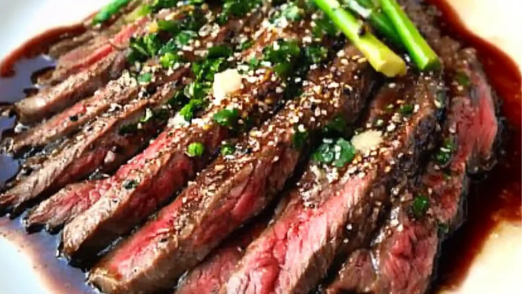 the steak has been grilled and is ready to be eaten