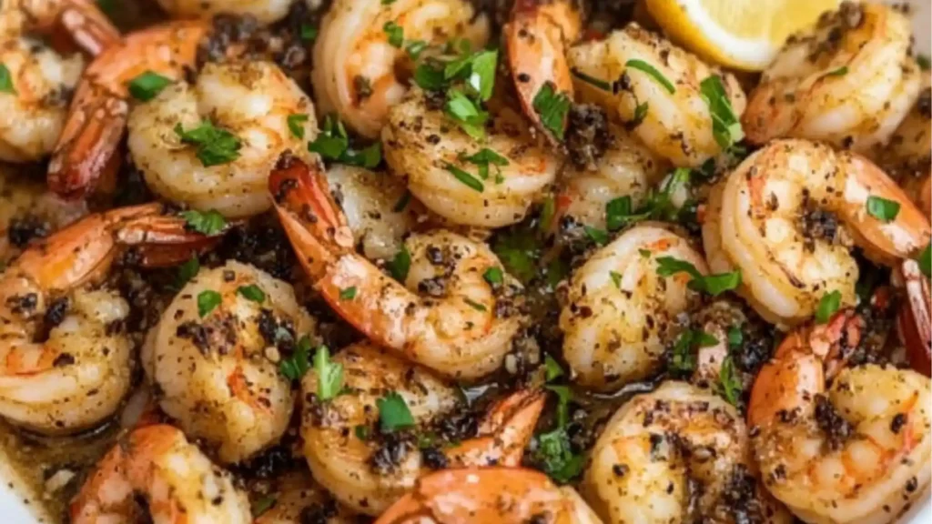 black stone garlic butter shrimp scamp on a grill