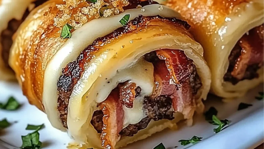 Garlic Butter Bacon Cheeseburger Rollups